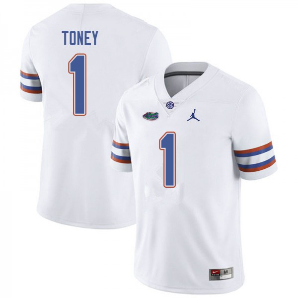 Jordan Brand Men #1 Kadarius Toney Florida Gators College Football Jerseys White